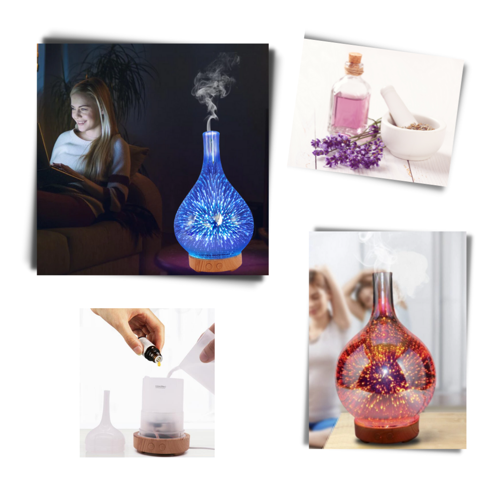 Vaseformet eterisk olje diffuser med fyrverkeri mønster