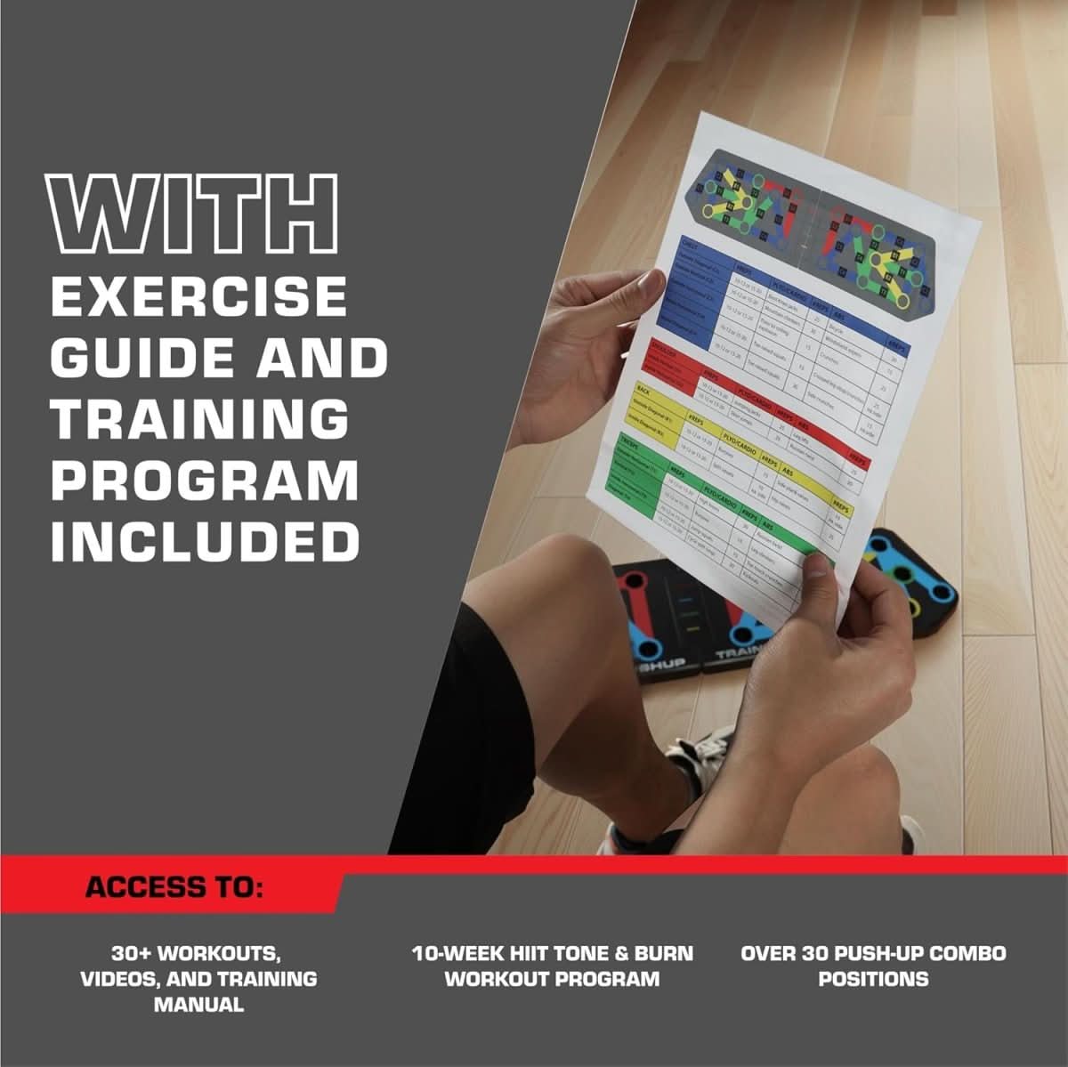 Norvo | Sammenleggbar Push-up Brett med 30 Posjoner for Målrettet Muskl trening