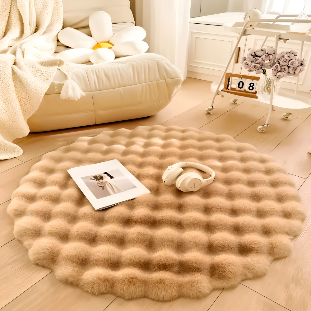 Norvo | Rund Myk Anti-skli Dørmatte – Koselig Fleece Hjemmedekorasjon