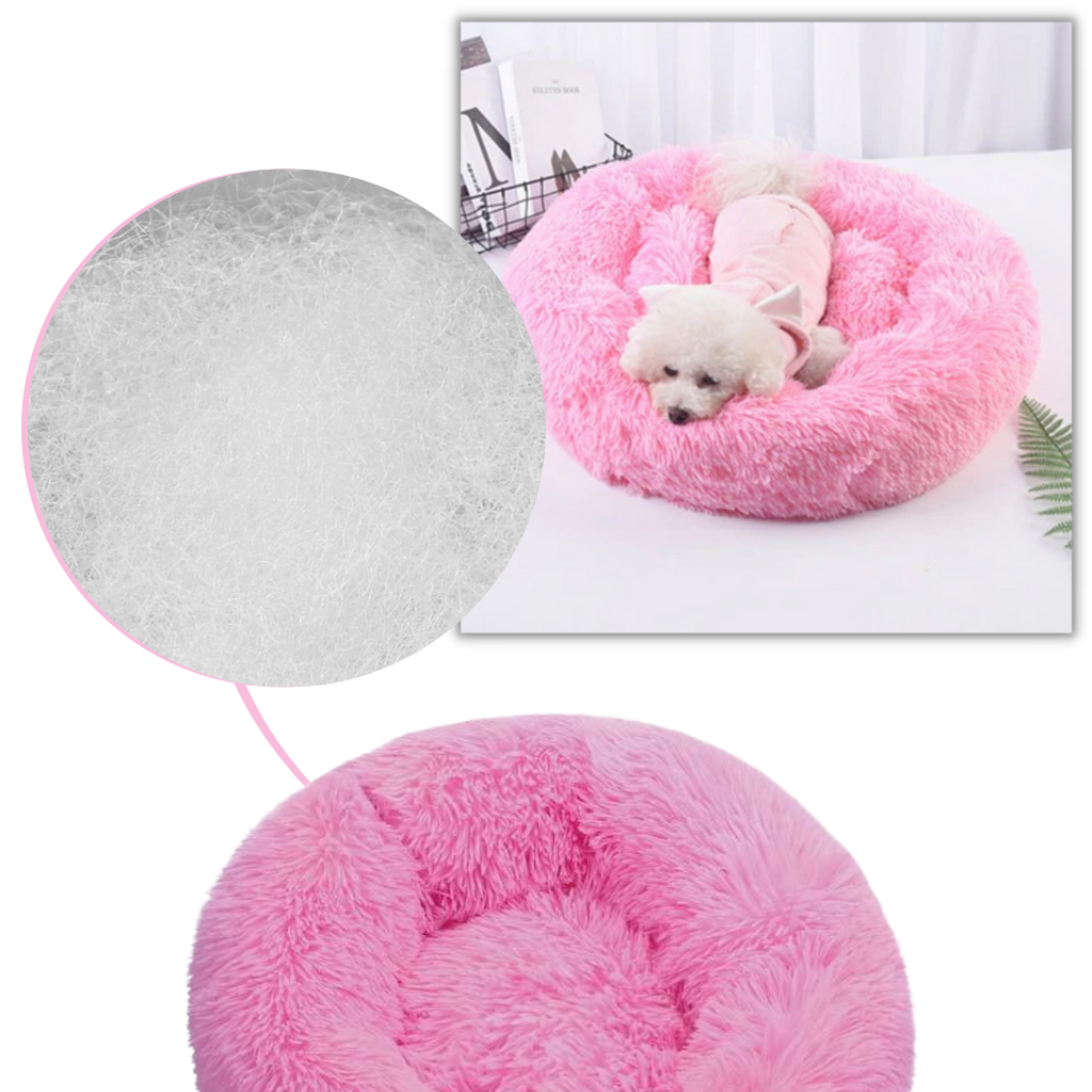 Smultring kjæledyrseng i fluffy plysj