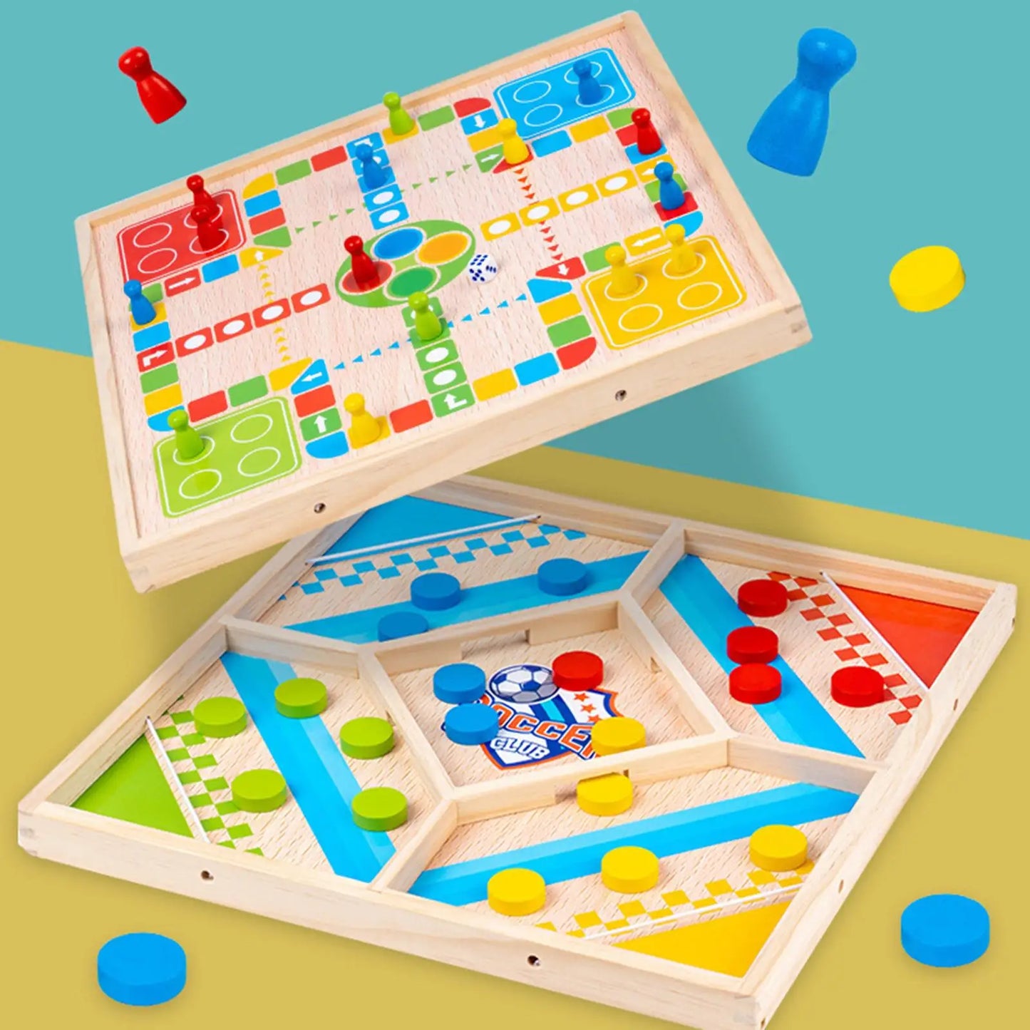 Norvo | EcoToys EduPlay | Utdannende og Underholdende - Tre 2-i-1 Brettspill for Familiet moro