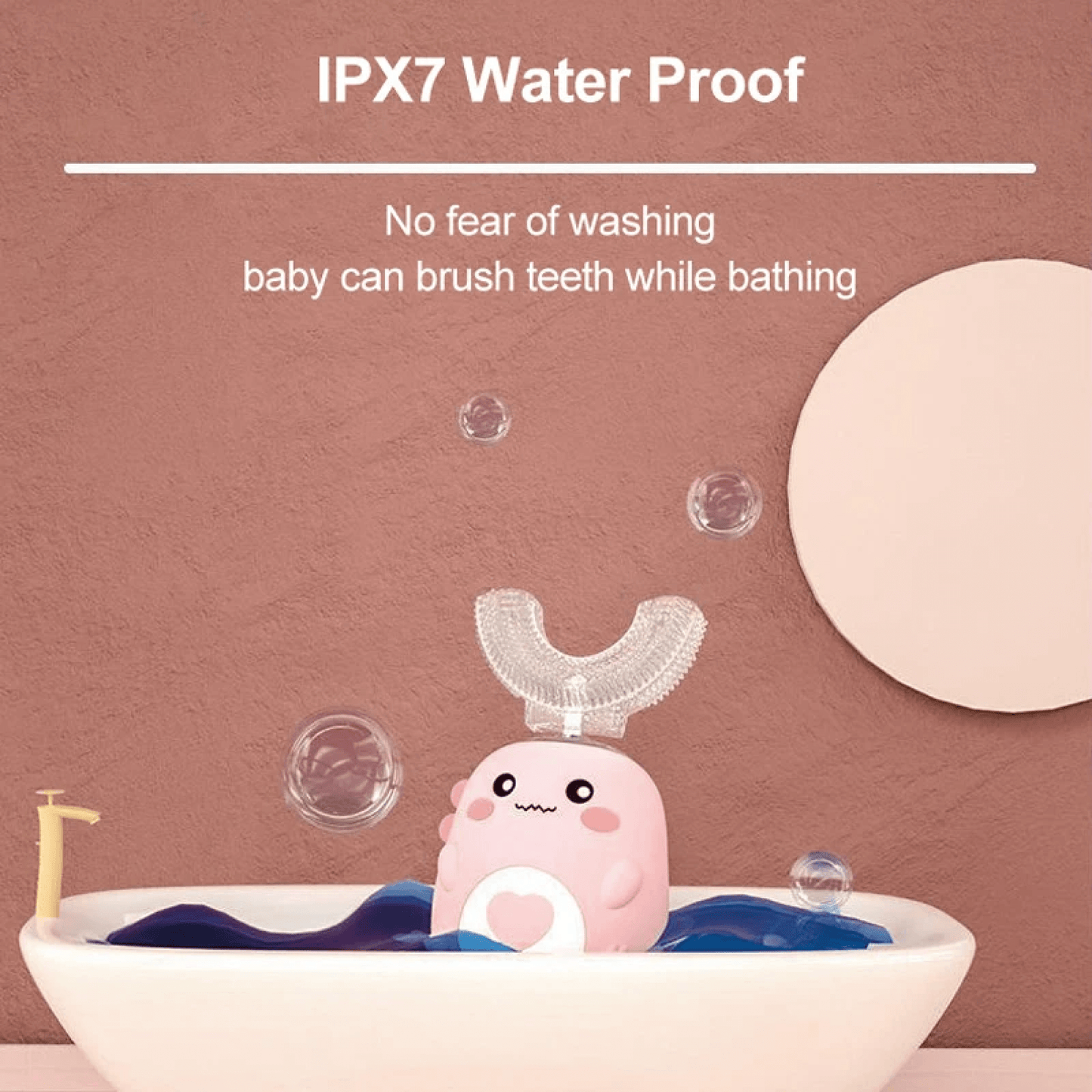 Norvo | U formet barn elektrisk tannbørste for spedbarn med batteri