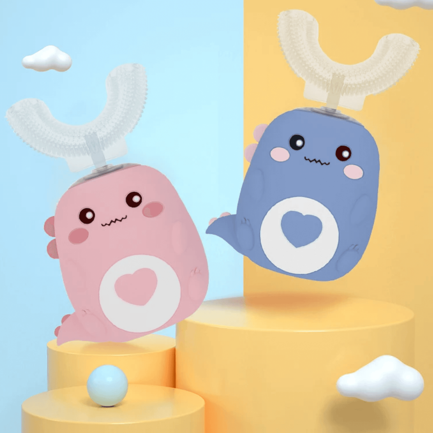 Norvo | U formet barn elektrisk tannbørste for spedbarn med batteri