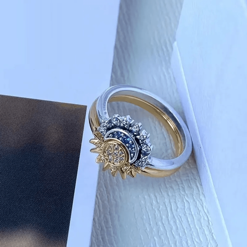 Norvo | Elegant 925 sølv ring med måne- og sol-design