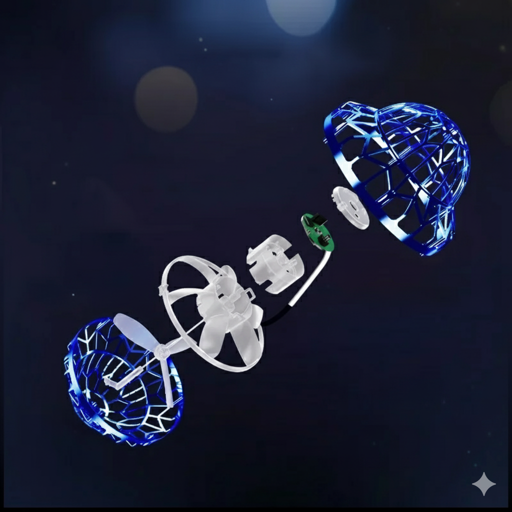 Norvo | Hånddrevet UFO Flygende Ball Leketøy – Svevende Drone med LED Lys, Boomerang Effekt, Perfekt Julegave til Barn