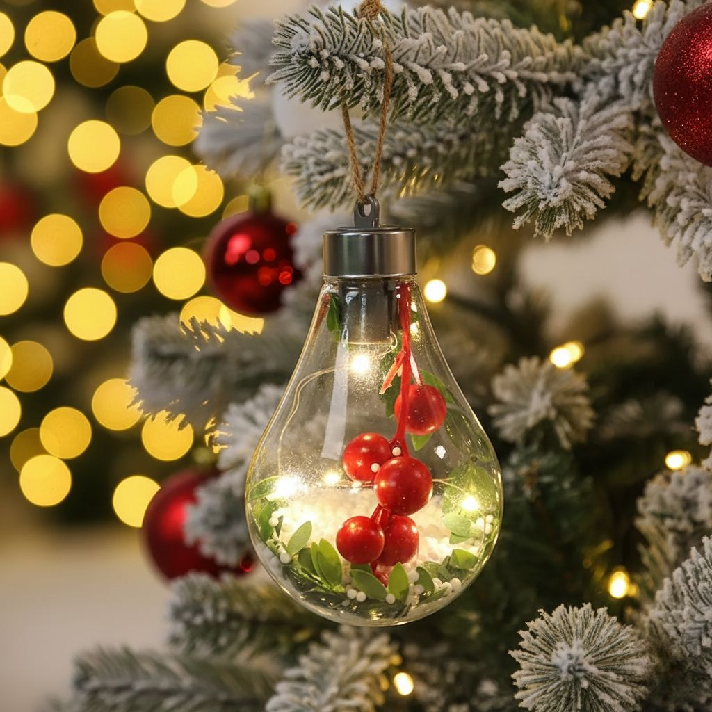 Norvo | Gjennomsiktig LED Julepynt – Lyskule Ornament i Bruddsikker PET-plast