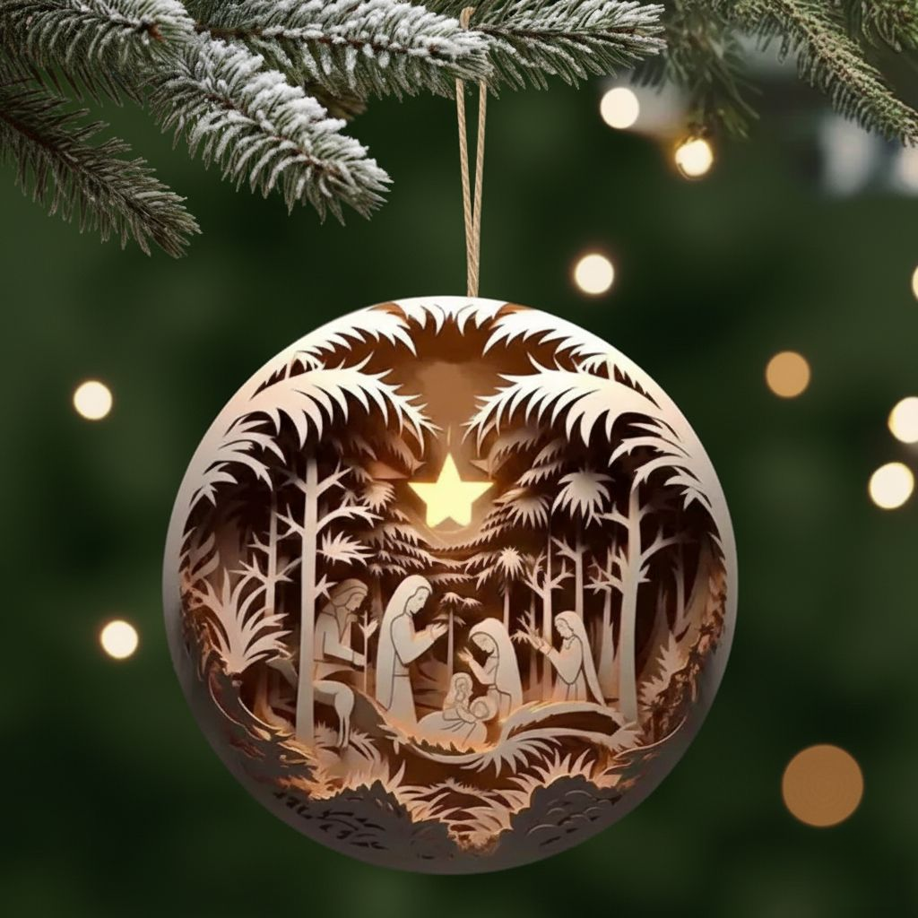 Norvo | Eksklusiv Krybbescene Julepynt i Keramikk – Religiøst Ornament