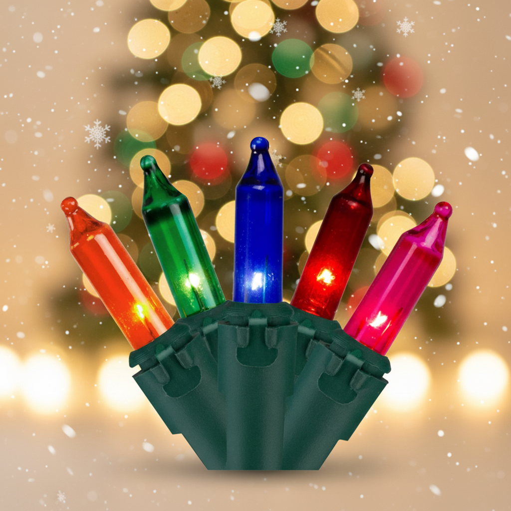 Norvo | Flerfarget Mini Julelys 100-pærer | Innendørs & Utendørs | Festlig Dekorasjon