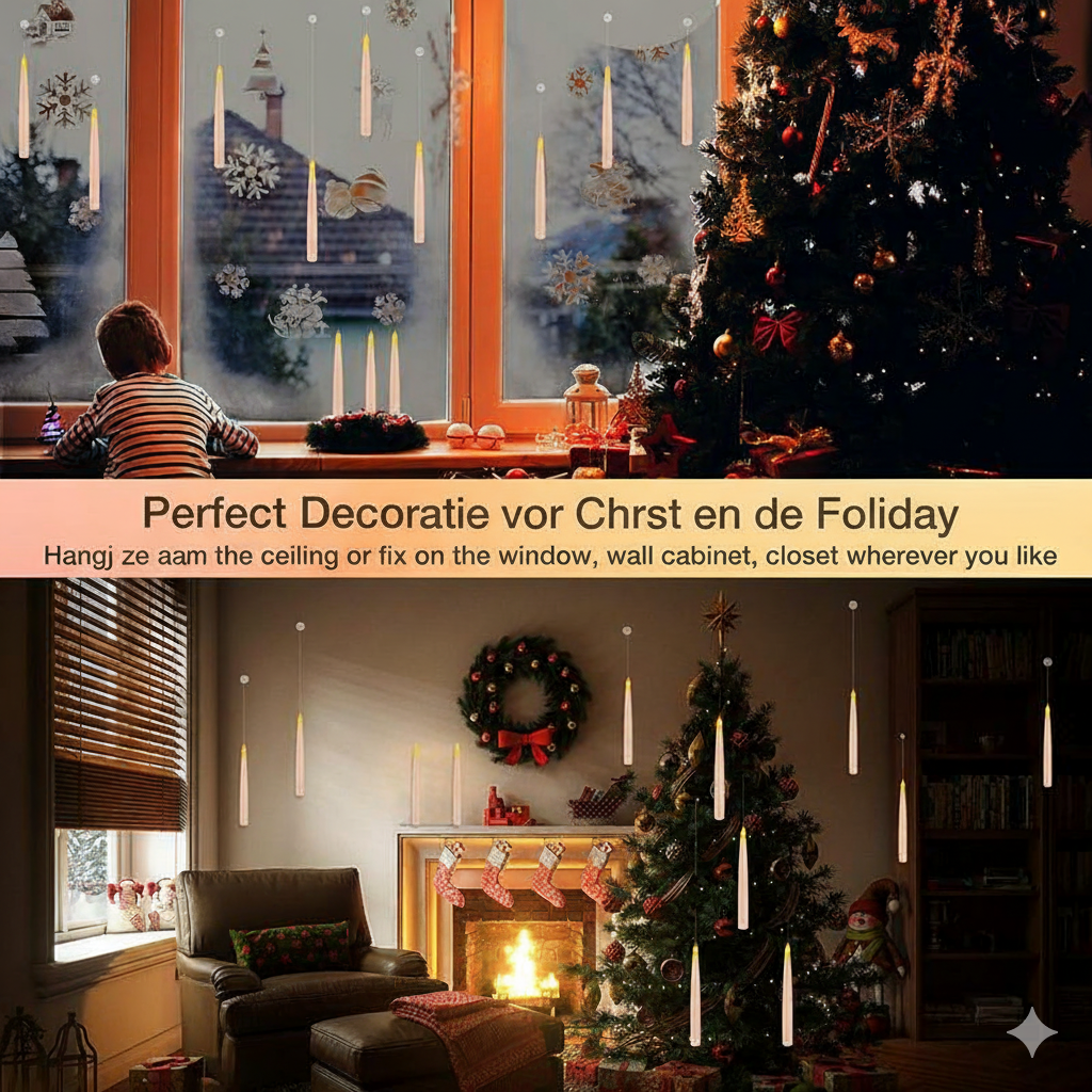 Norvo | LumiGlow LED Lysestake Sett | Flammefrie hengende lys med fjernkontroll for atmosfærisk dekorasjon