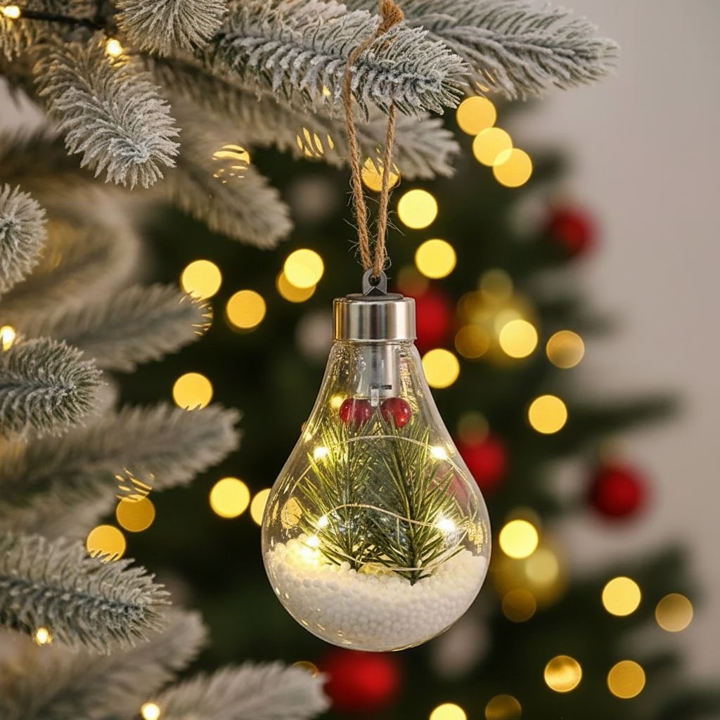 Norvo | Gjennomsiktig LED Julepynt – Lyskule Ornament i Bruddsikker PET-plast