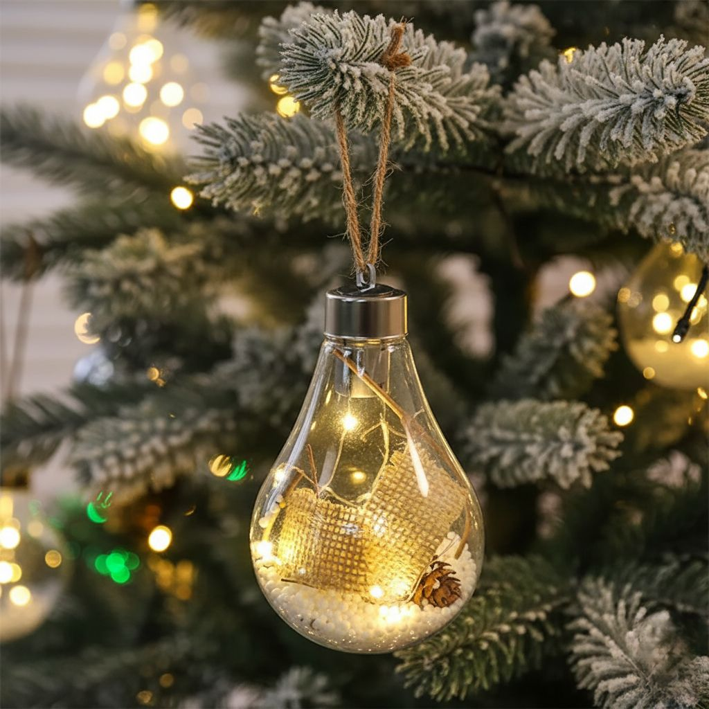 Norvo | Gjennomsiktig LED Julepynt – Lyskule Ornament i Bruddsikker PET-plast