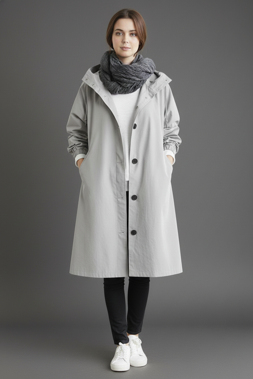 Norvo | Vind- og Vanntett Trenchcoat for Kvinner – Med Hette for Høst & Vinter