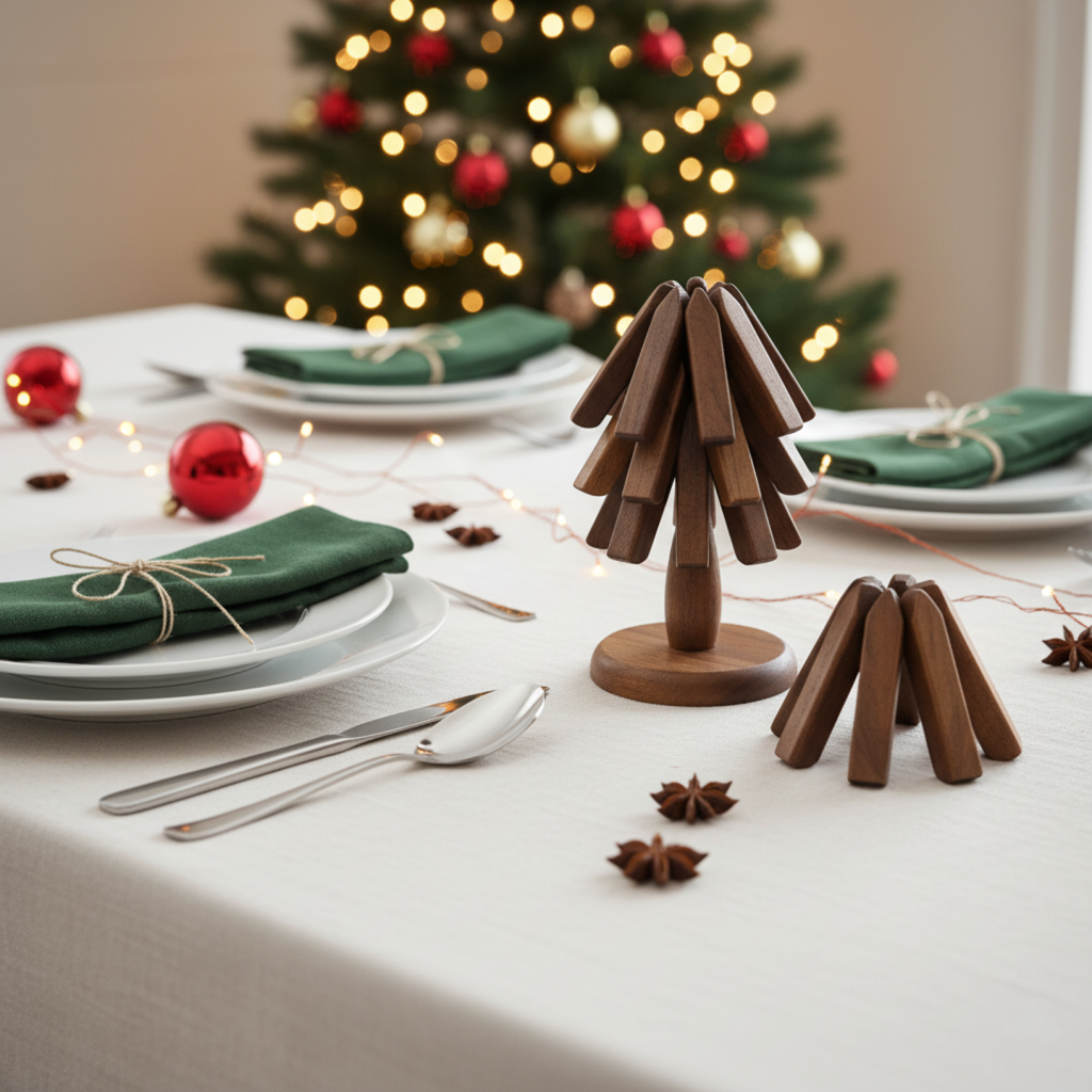 Norvo | Sammenleggbart Gryteunderlag i Sort Valnøtt – Juletre Coastere & Kjøkkenpynt