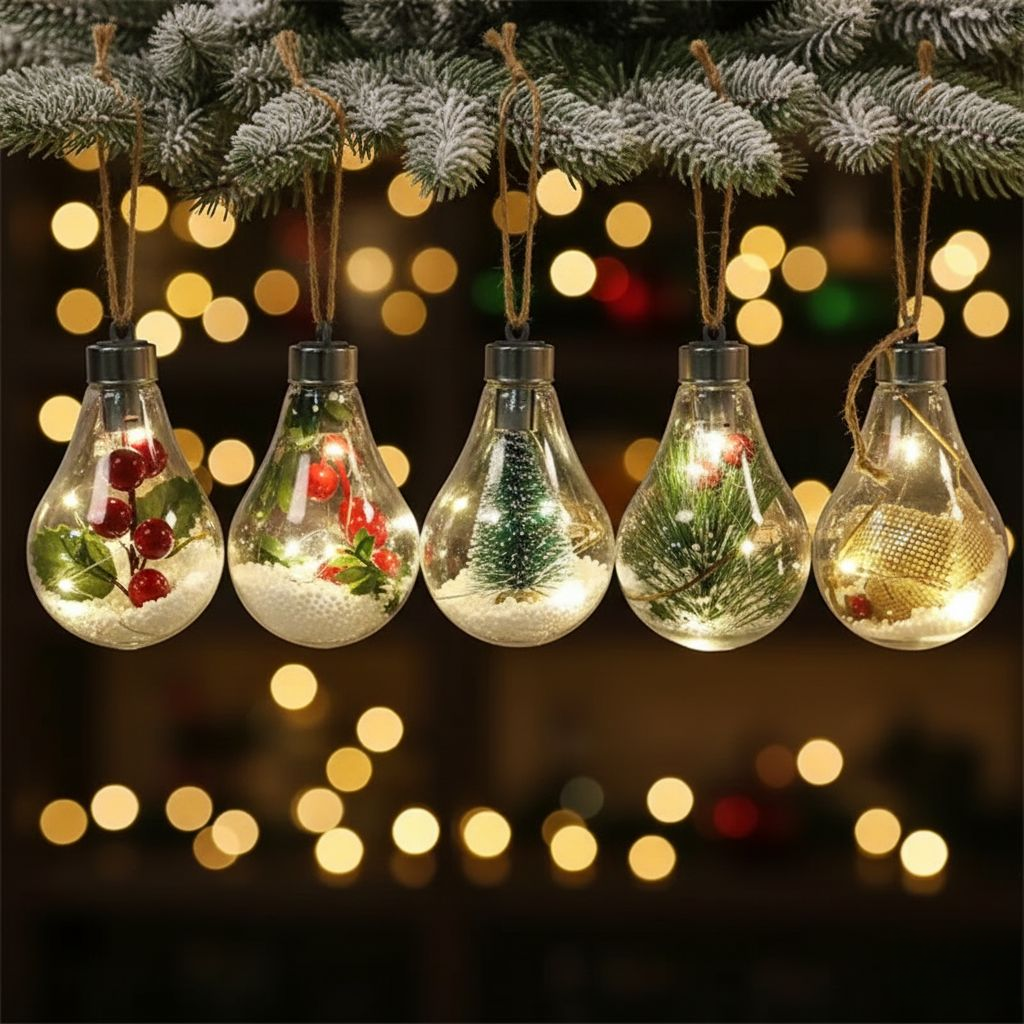 Norvo | Gjennomsiktig LED Julepynt – Lyskule Ornament i Bruddsikker PET-plast