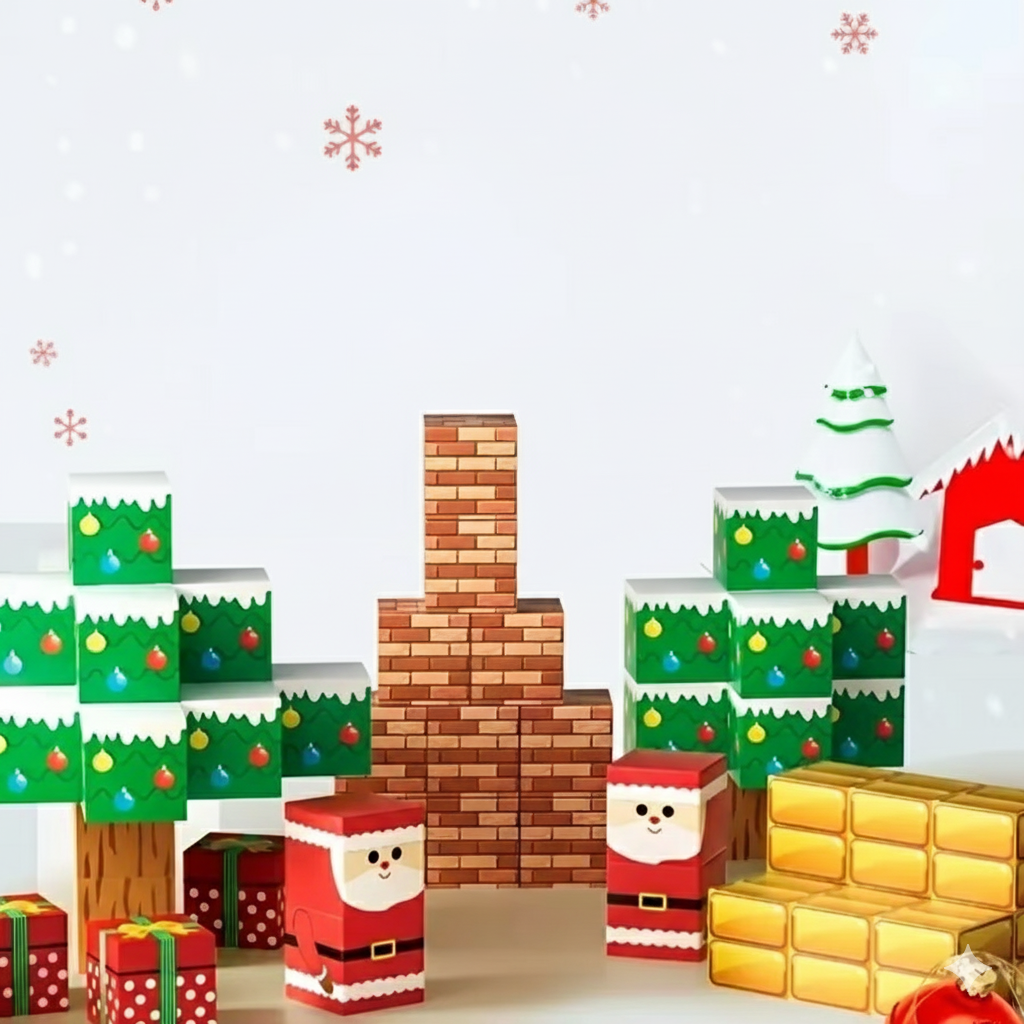 Norvo | Magnetiske Byggefliser Juleutgave STEM Sensoriske Klosser for Småbarn