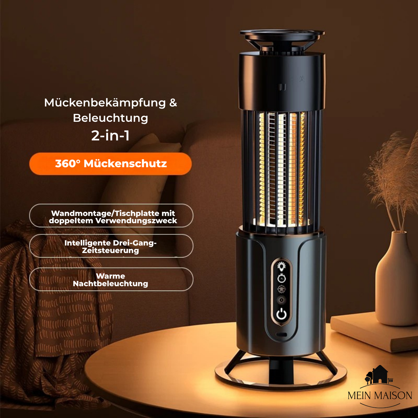 Norvo | Lunavax Elektrisk Mygglampe | USB Oppladbar | Stillegående & Kjemikaliefri | Insektdreper for Innendørs & Utendørs