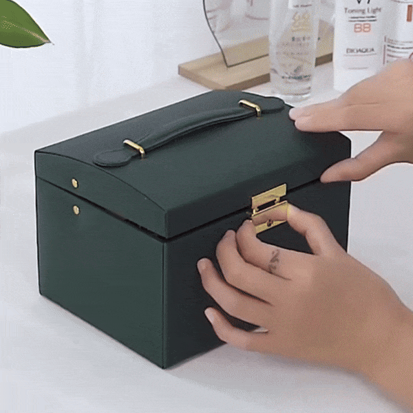 Norvo | Stor Smykkeskrin for Øredobber og Halskjeder Oppbevaringsholder Organisator for Kvinner og Menn Med Skuffer og Lås