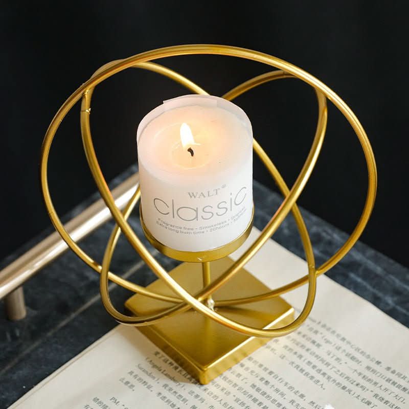Norvo | Aurelios Golden Candle Holder | Elegant Metal Candle Stand for Living and Dining Table Decoration