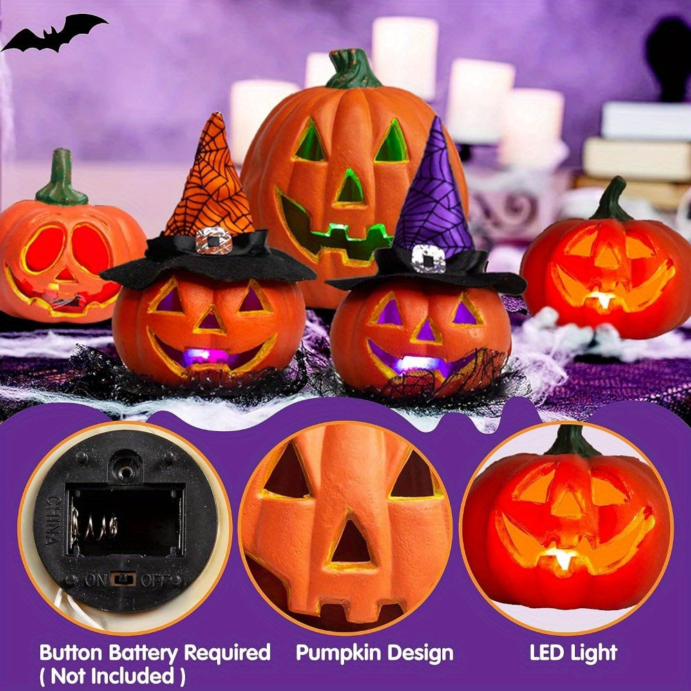 Norvo | Spooky Jack O'Lantern Set – Lysende Batteri Halloween Gresskar Dekor
