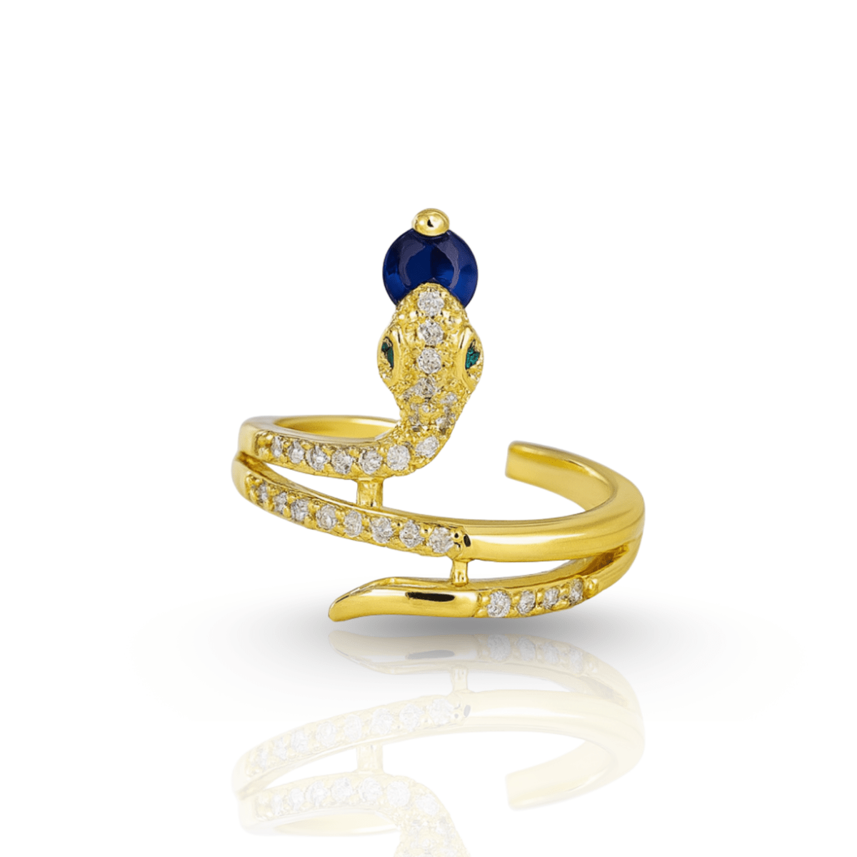 Norvo | Stål slange ring med glitrende zirkonia steiner