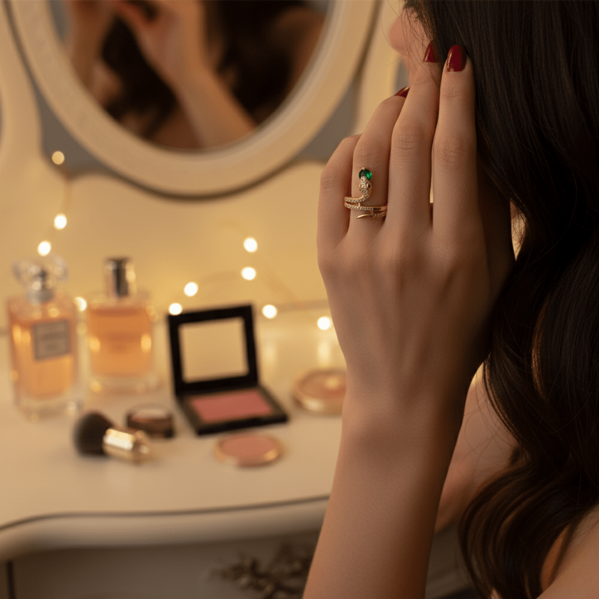 Norvo | Stål slange ring med glitrende zirkonia steiner