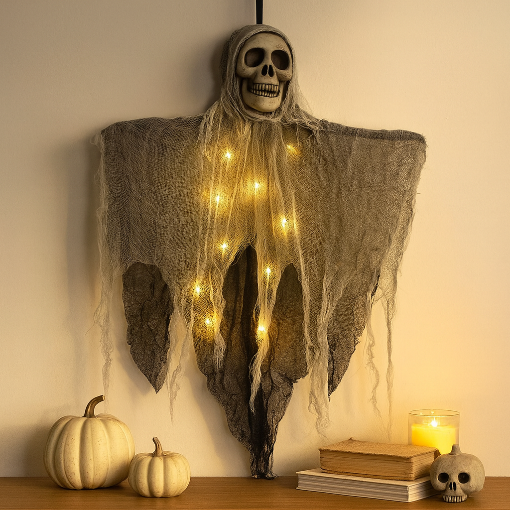 Norvo | LED Hodeskalle Veggdekorasjon for Halloween Hjemmedekorasjon