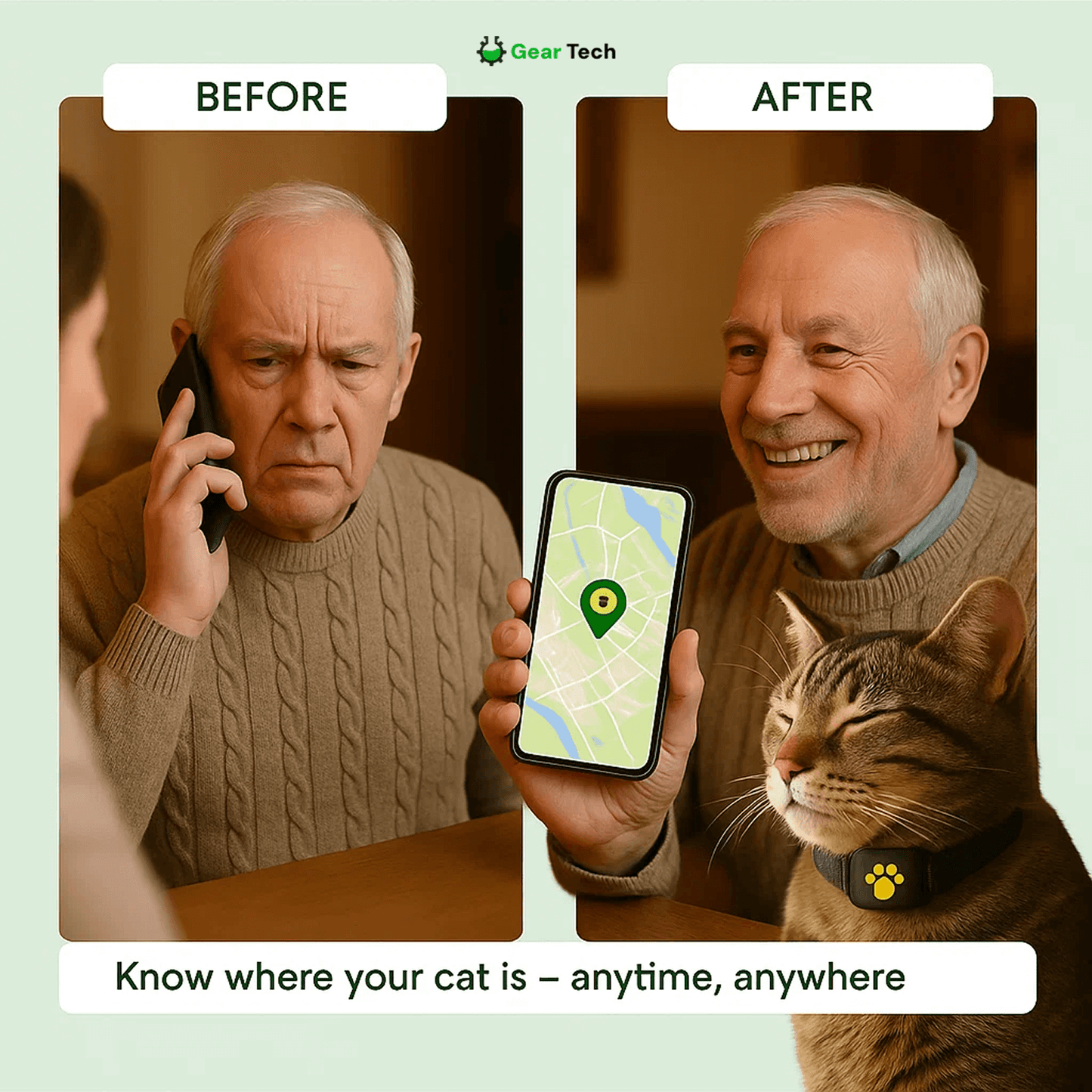 Norvo | #1 Finn GPS Katt Tracker med Sanntidsplassering, Vanntett Design, og Aktivitetsovervåking for Kæledyrssikkerhet og Sporing