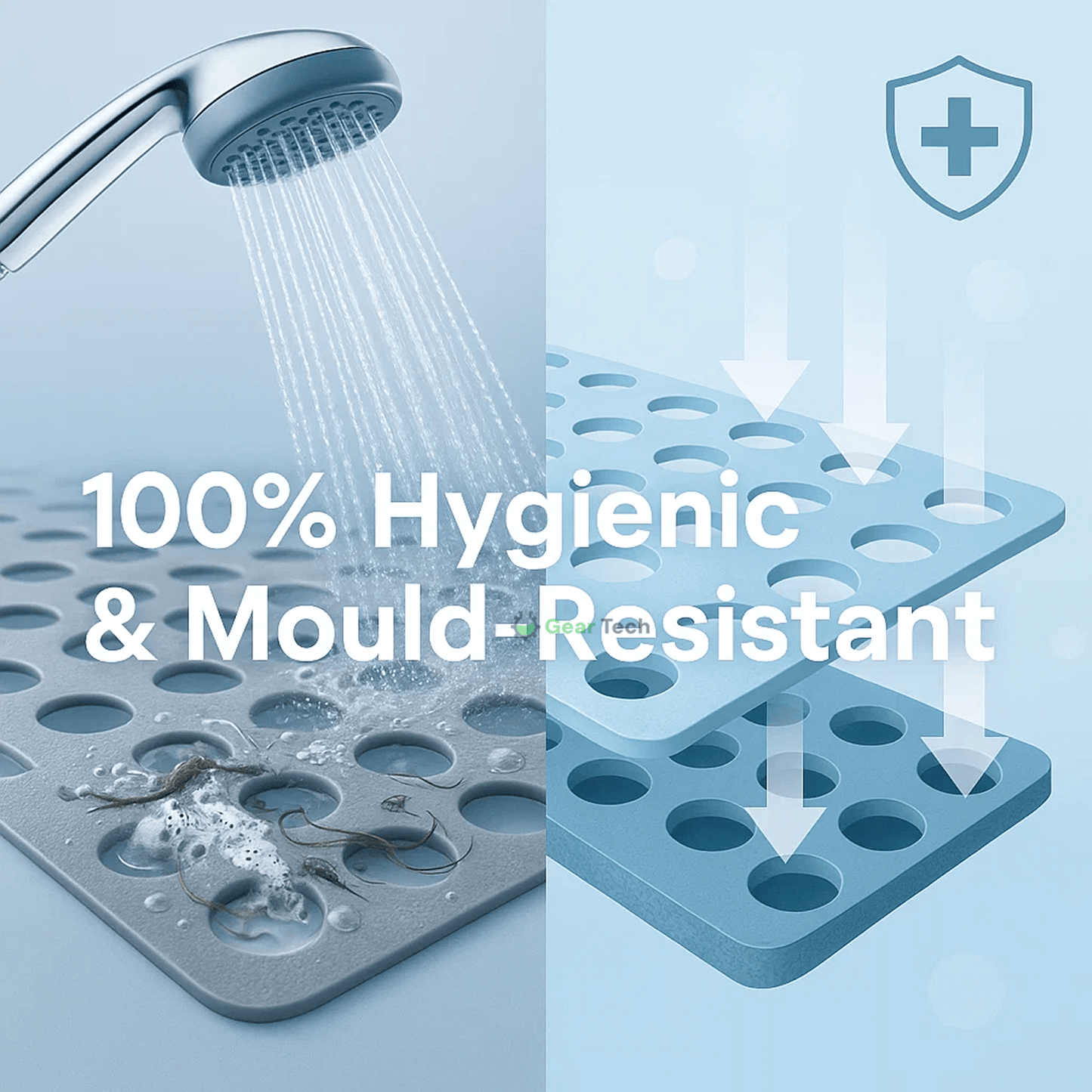 Norvo | Antiskli Dusjmatte | Hygienisk, Muggbestandig & Komfortabel for Sikker Bruk på Badet