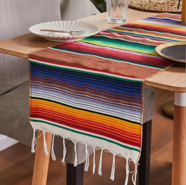 Norvo | Boho Vibrant Mexicansk Serape Teppe
