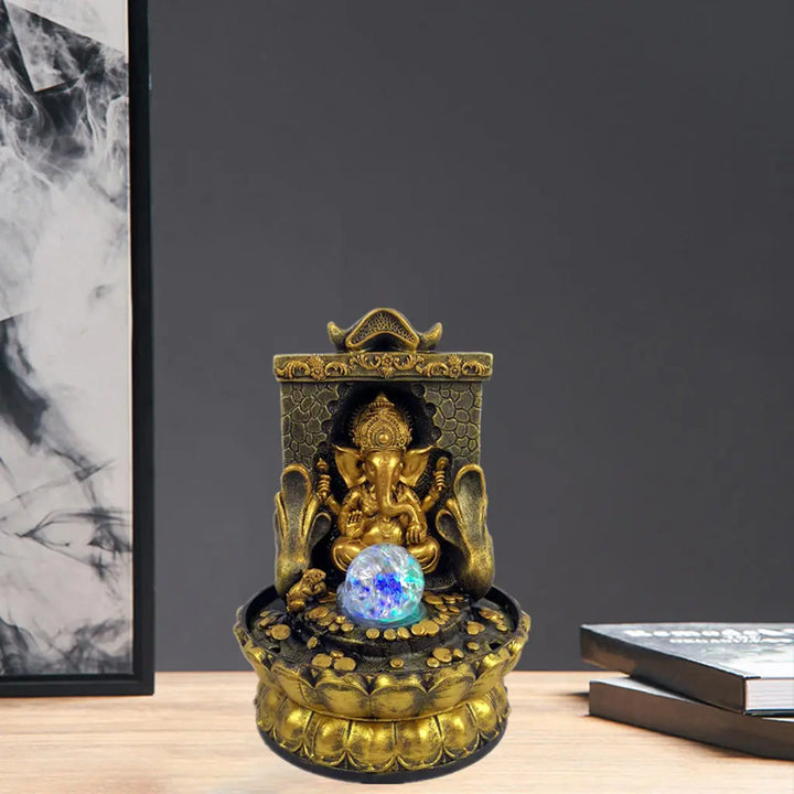 Norvo | Fantastisk Ganesha Statue med LED Indre Vannkilde