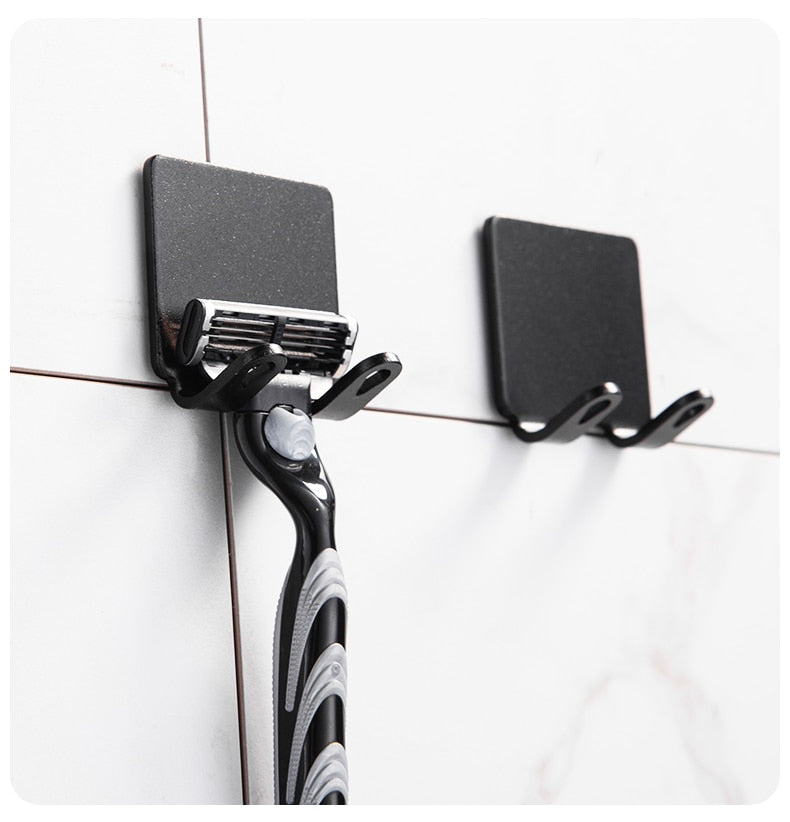 Norvo | Punch-fri Razor Holder Oppbevaringskrok (1/2/3 Biter) - Veggmontert Barberhylle for Menn til Badet