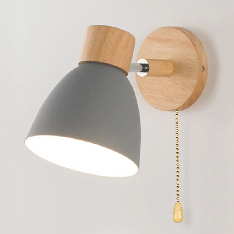 Norvo | LumoNord Macaron Vegglampe | Tre & Metall | 90° Svingbart Lyskildehode | Skandinavisk Design | E27 Sokkel (uten pære)