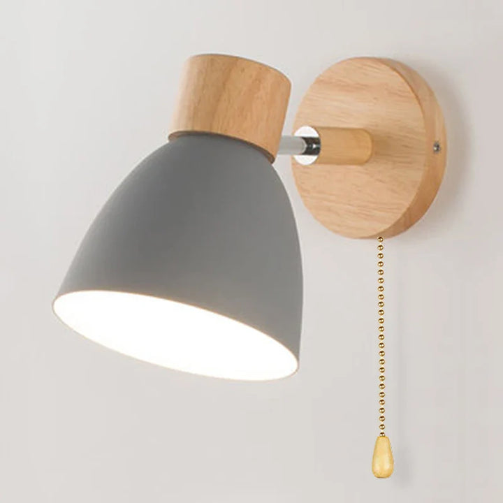 Norvo | LumoNord Macaron Vegglampe | Tre & Metall | 90° Svingbart Lyskildehode | Skandinavisk Design | E27 Sokkel (uten pære)