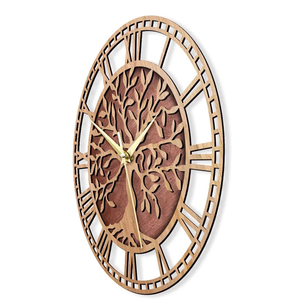 Norvo | WoodArt | Rustikk veggklokke laget av tre i vintage stil