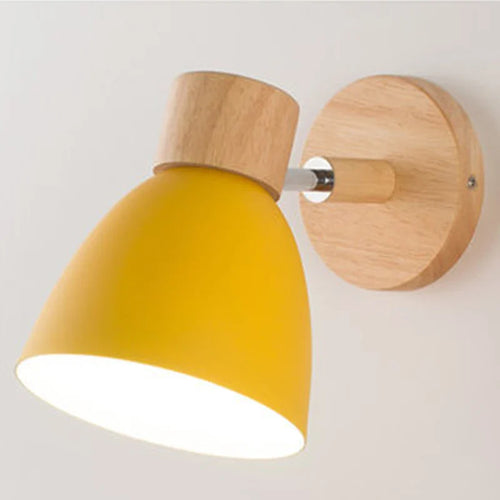 Norvo | LumoNord Macaron Vegglampe | Tre & Metall | 90° Svingbart Lyskildehode | Skandinavisk Design | E27 Sokkel (uten pære)