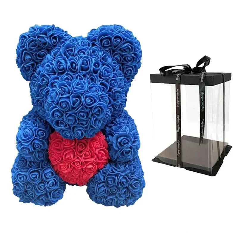 Norvo | Rose Teddy Bear with Handmade Foam Roses – 40cm