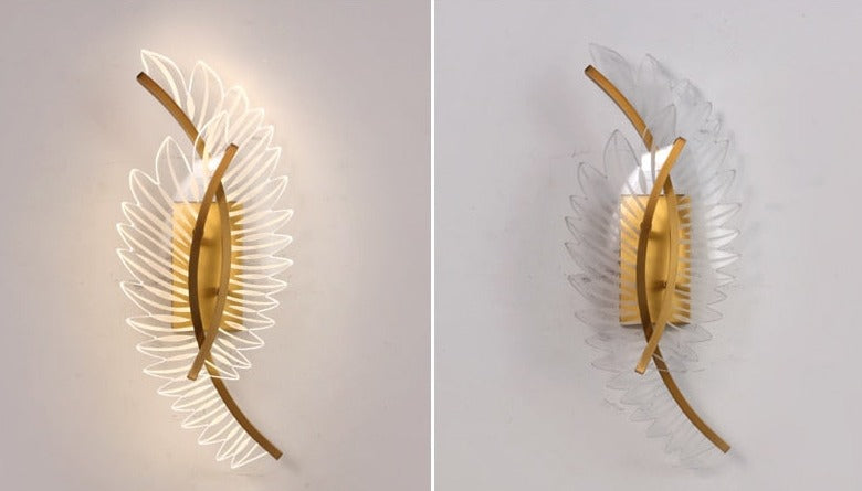 Norvo | Vegglampe med naturinspirert gyllen vinge motiv
