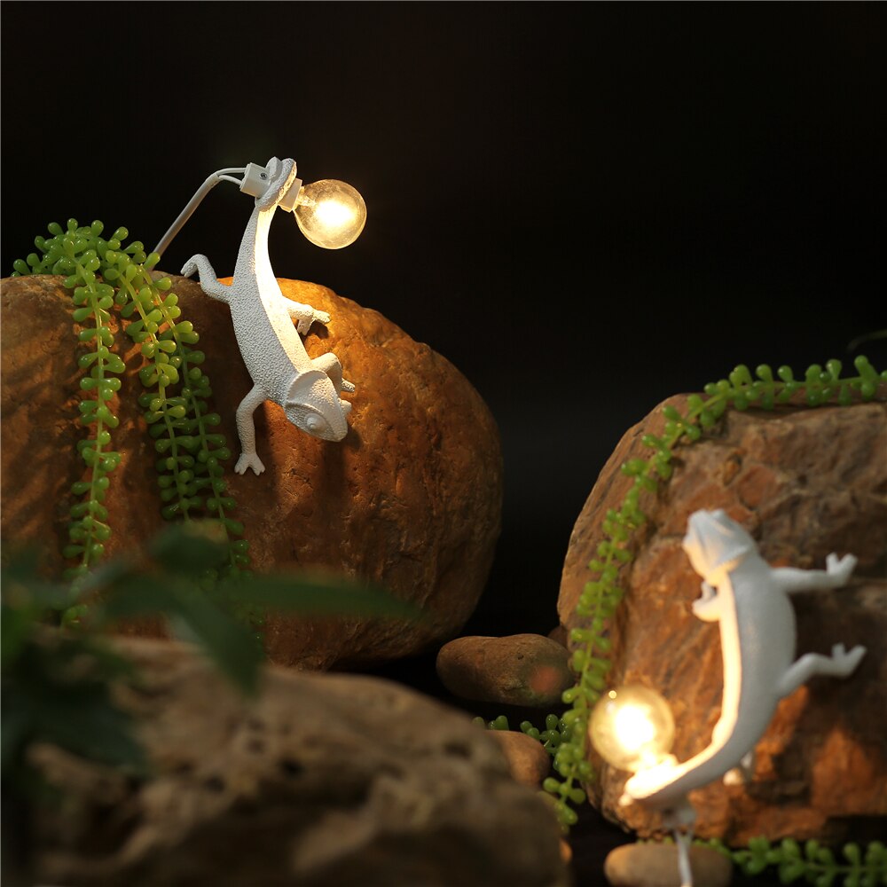 Norvo | Harpikslampe med Gecko - Elegant Gecko-lampe laget av harpiks for moderne interiør