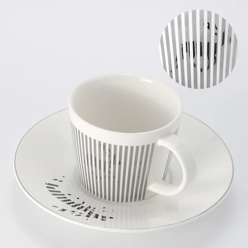 Norvo | Kreativ dynamisk SLR kopp Leopard anamorfisk zebra kopp Luycho kaffe te kopp sett med underlag 90ml-225ml
