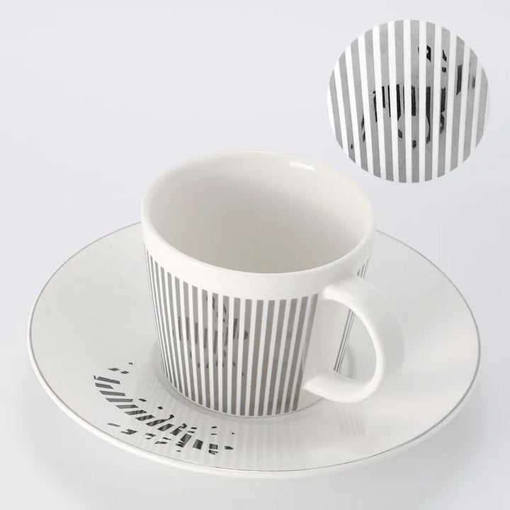 Norvo | Kreativ dynamisk SLR kopp Leopard anamorfisk zebra kopp Luycho kaffe te kopp sett med underlag 90ml-225ml