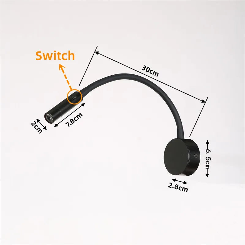 Norvo | Moderne Fleksibel LED Leselampe med Bryter for Soverom og Studie - 1W/3W