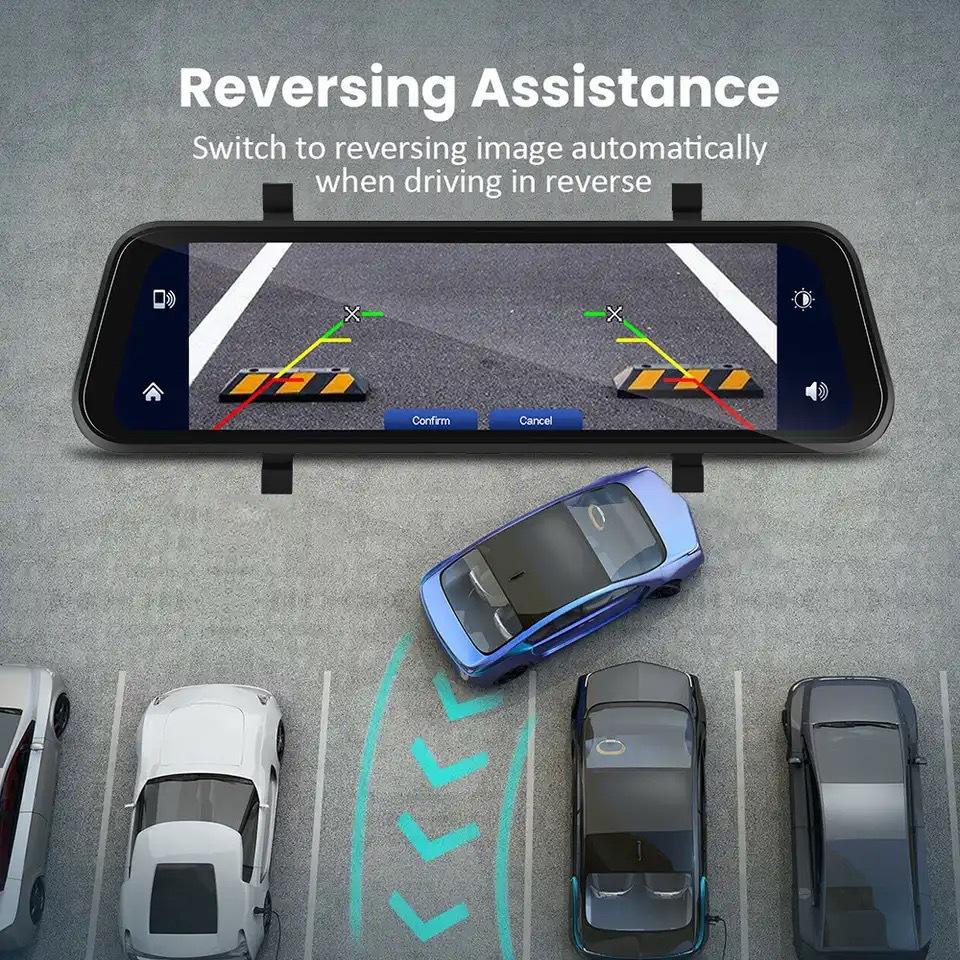 Norvo | VisionMirror Pro – Ultra HD Speil Dash Cam med Trådløs CarPlay & Android Auto