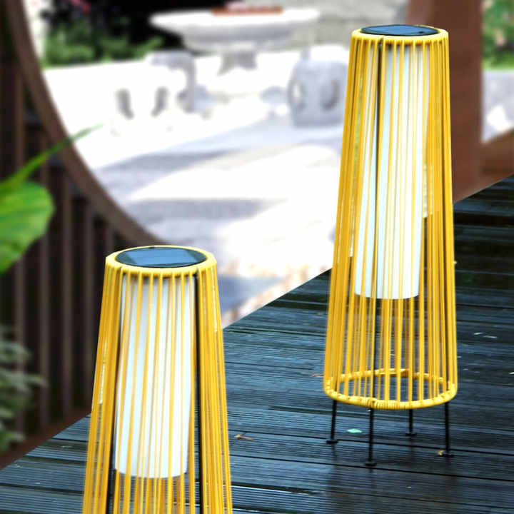 Norvo | Solr LED Rattanlampe – Stor utendørs belysning i oval design for hage og terrasse