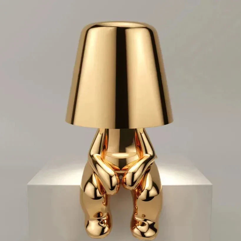 Norvo | Golden Man LED Tenke Bordlampe – Leken Nattbordlampe for Soverom & Dekor