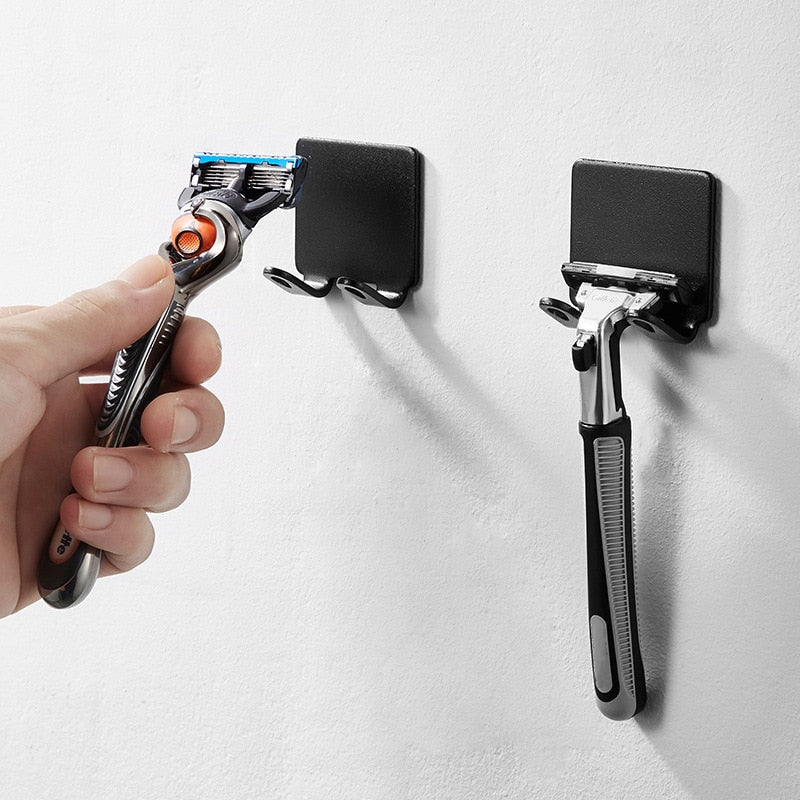 Norvo | Punch-fri Razor Holder Oppbevaringskrok (1/2/3 Biter) - Veggmontert Barberhylle for Menn til Badet