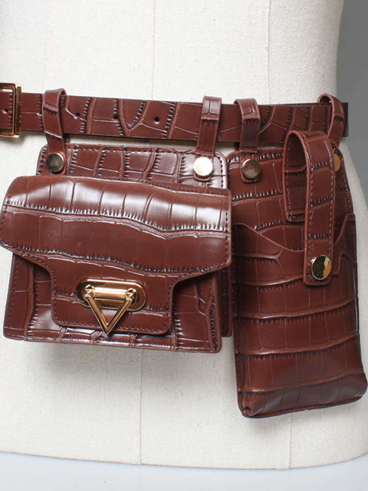 Norvo | Flere lommer lær justerbar stropp kompakt belteveske