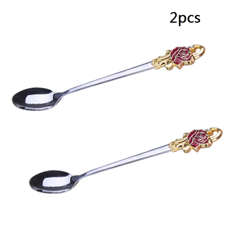 Norvo | Håndlagde emaljekopper Rose-Glass tekrus med stålskje Luksus unike gaver til bryllup, Valentinsdag, bursdagsgaver