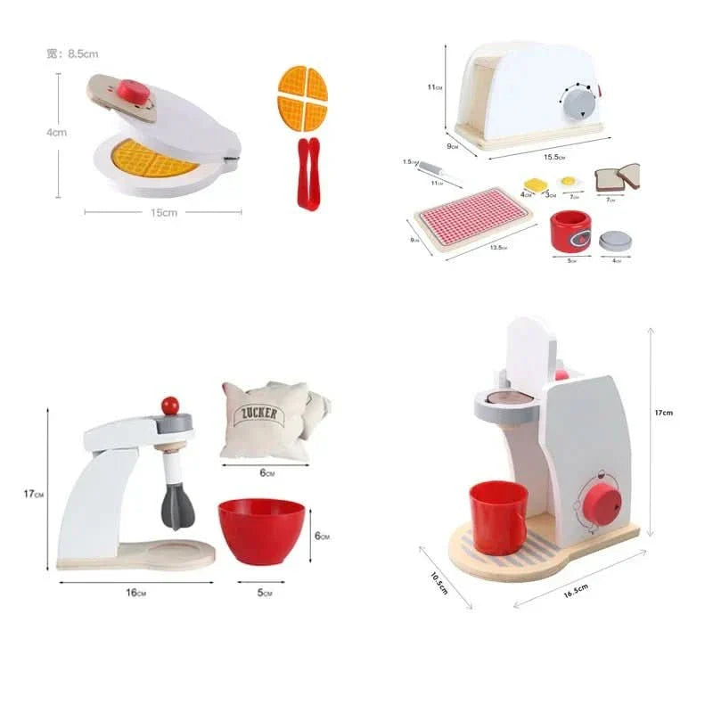 Norvo | Premium tre leke kjøkken med blender, brødrister & kaffemaskin