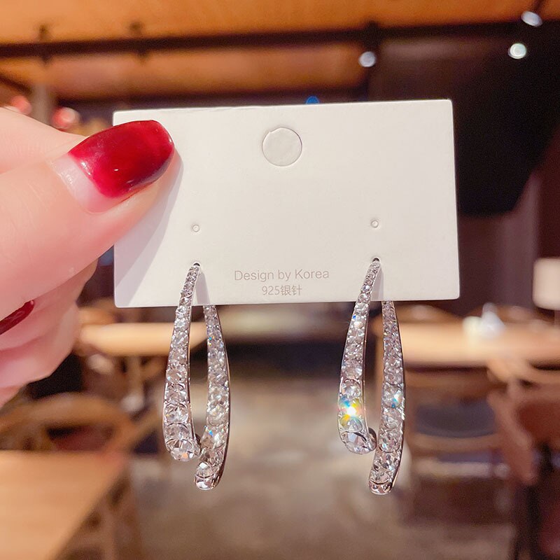 Norvo | Koreansk stil rhinestone geometriske øreringer