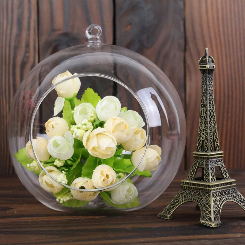 Norvo Glass Ball Vase Flower Plant Potted Creative Glass Container Home Office Decoration Home Table Decor Room Glass Vases